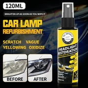 Weloille Car Headlight Restoration Spray, Headlight Restorer Liquid Spray, Headlamp Brightener Car Care Repair Kit, UVResistant \u0026 Effective Headlight Coating Spray 120ML